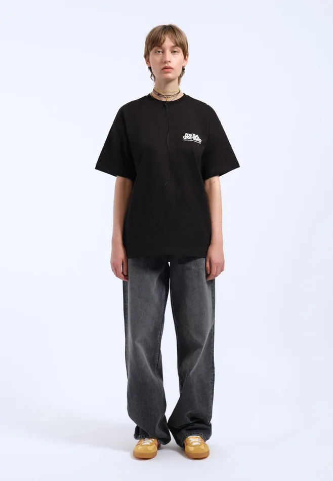 Dr Denim Tees and Longsleeves Men Trooper Tee 8211 Black Flower Times Black Flower Times