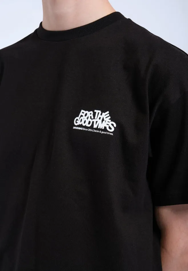 Dr Denim Tees and Longsleeves Men Trooper Tee 8211 Black Flower Times Black Flower Times