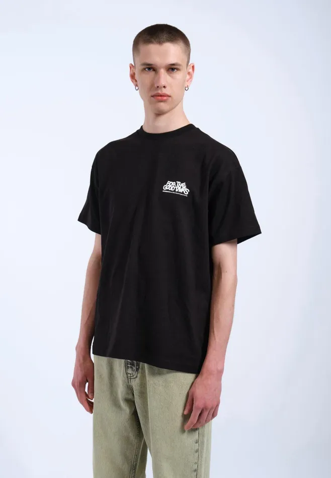 Dr Denim Tees and Longsleeves Men Trooper Tee 8211 Black Flower Times Black Flower Times