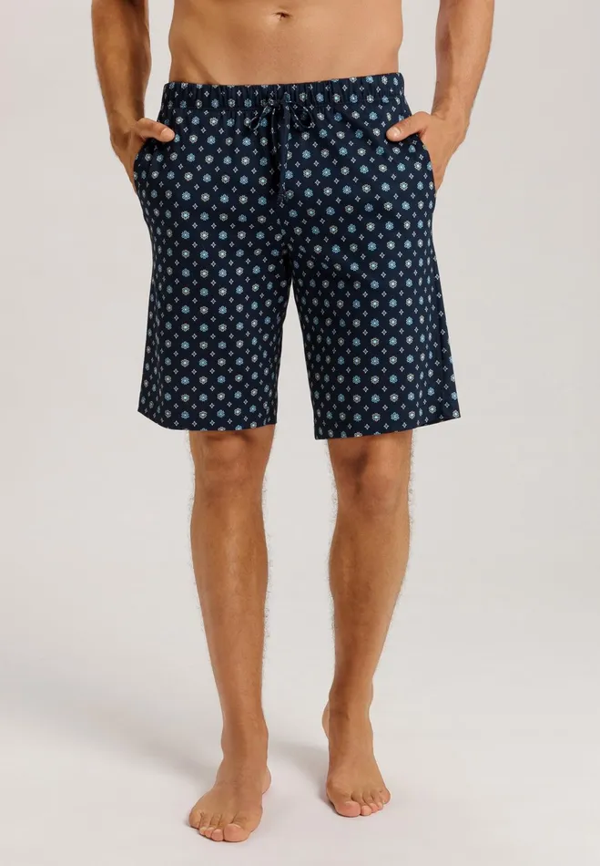 Drawstring Cotton Shorts Blackperiwinkle Men HANRO Pajama Bottoms