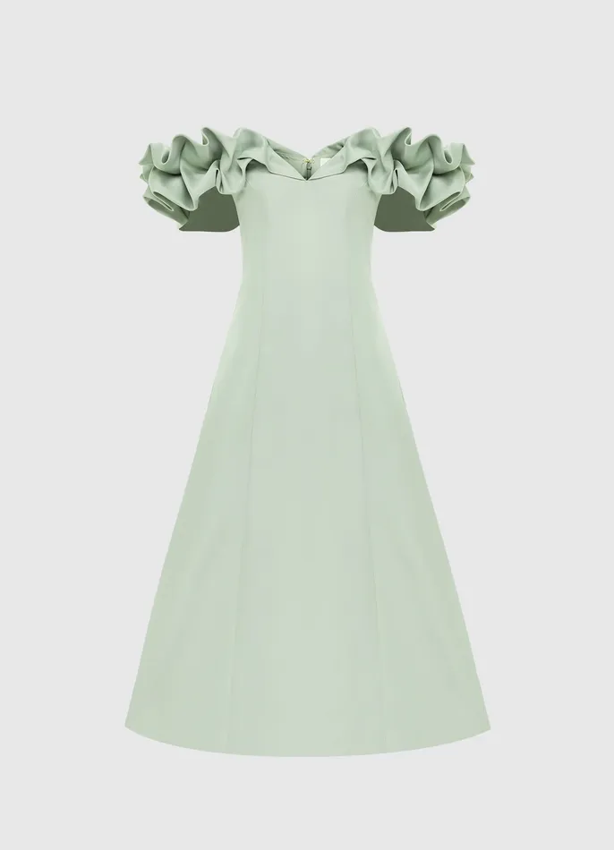 Dresses and Jumpsuits Annie Off Shoulder Frill Midi Dress 8211 Sage 8211 LEO LIN Women Dresses and Jumpsuits Annie Off Shoulder Frill Midi Dress 8211 Sage 8211 LEO LIN Women