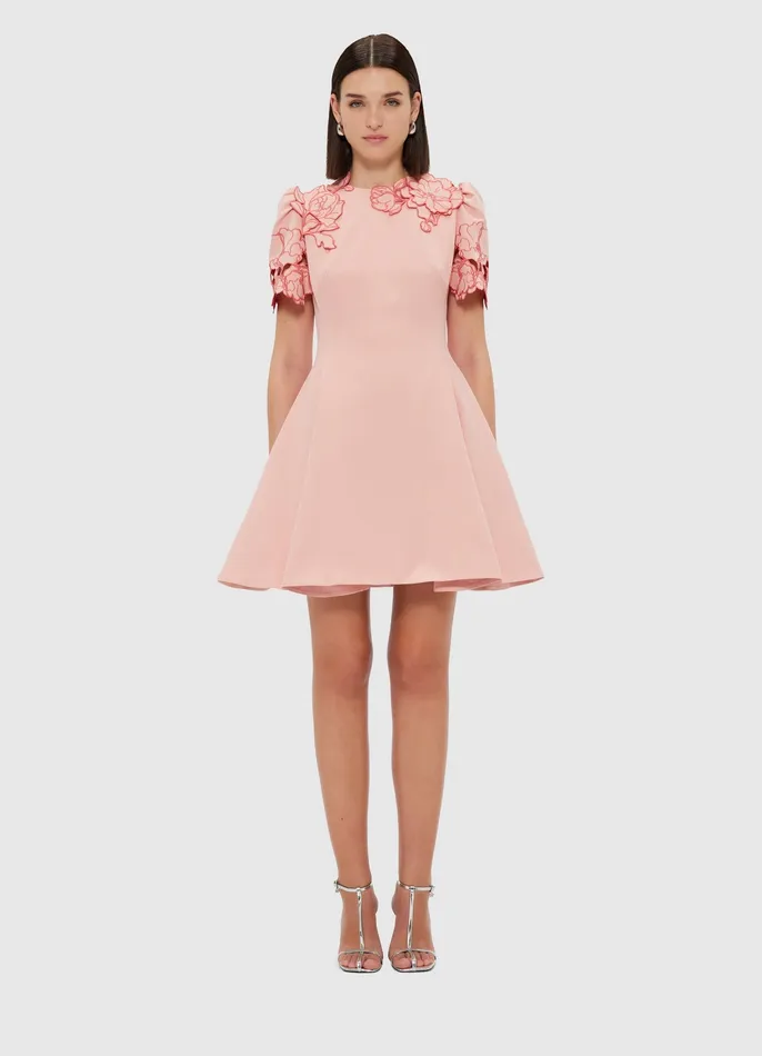 Dresses and Jumpsuits LEO LIN Women Elyse Appliqu Short Sleeve Mini Dress 8211 Light Rose