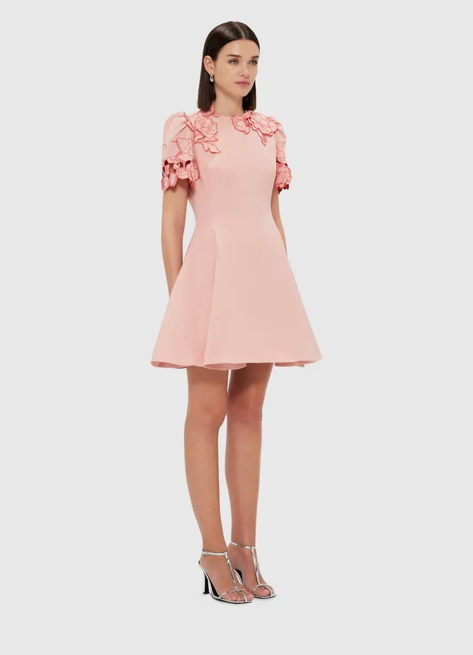 Dresses and Jumpsuits LEO LIN Women Elyse Appliqu Short Sleeve Mini Dress 8211 Light Rose