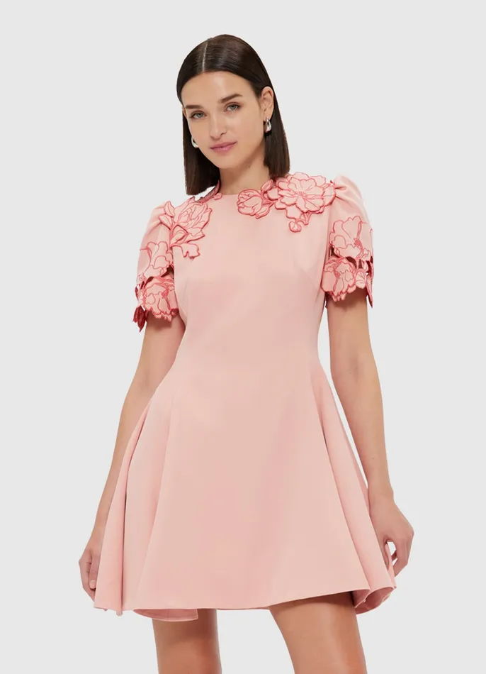 Dresses and Jumpsuits LEO LIN Women Elyse Appliqu Short Sleeve Mini Dress 8211 Light Rose