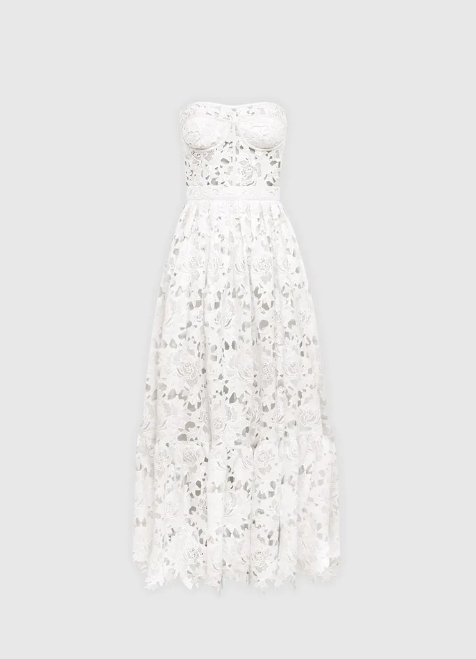 Dresses and Jumpsuits LEO LIN Women Emilia Lace Bustier Midi Dress 8211 Snow