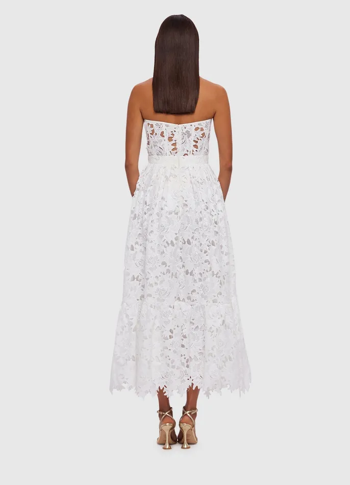 Dresses and Jumpsuits LEO LIN Women Emilia Lace Bustier Midi Dress 8211 Snow