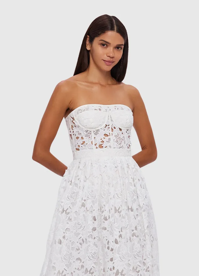 Dresses and Jumpsuits LEO LIN Women Emilia Lace Bustier Midi Dress 8211 Snow
