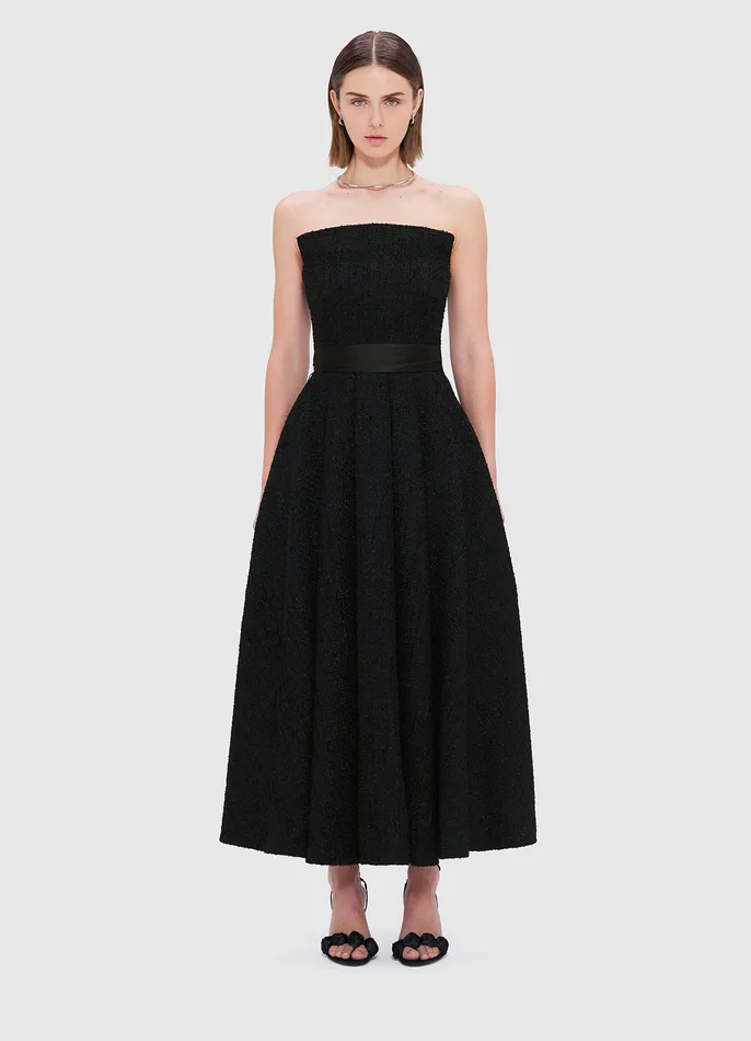 Dresses and Jumpsuits Women Angelica Tweed Bustier Maxi Dress 8211 Ebony LEO LIN