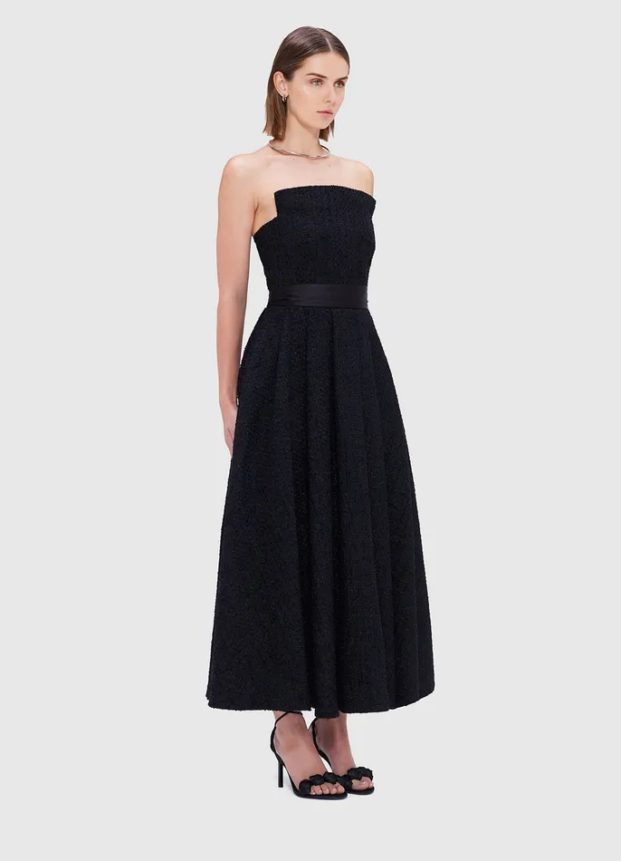Dresses and Jumpsuits Women Angelica Tweed Bustier Maxi Dress 8211 Ebony LEO LIN