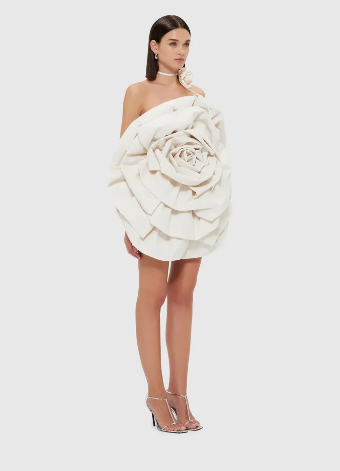 Dresses and Jumpsuits Women LEO LIN Bloom Rose Mini Dress 8211 Vanilla