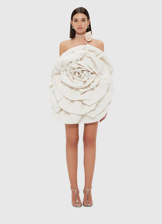 Dresses and Jumpsuits Women LEO LIN Bloom Rose Mini Dress 8211 Vanilla