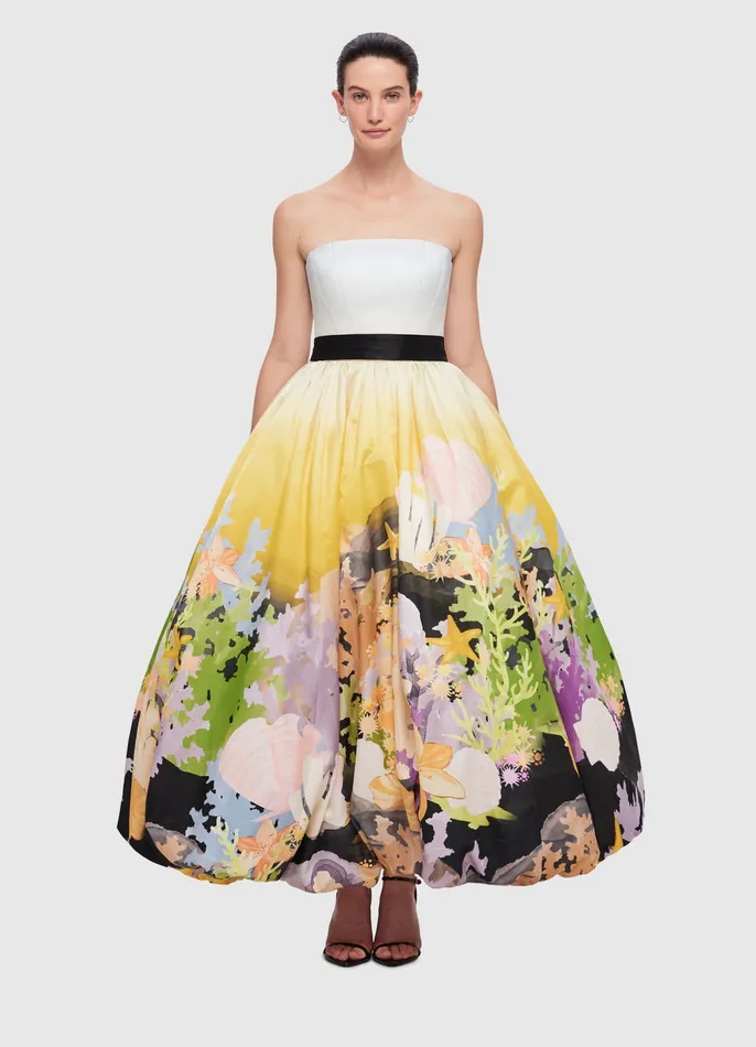 Dresses and Jumpsuits Women Nadia Voluminous Gown 8211 Neptune Print in Seashell LEO LIN