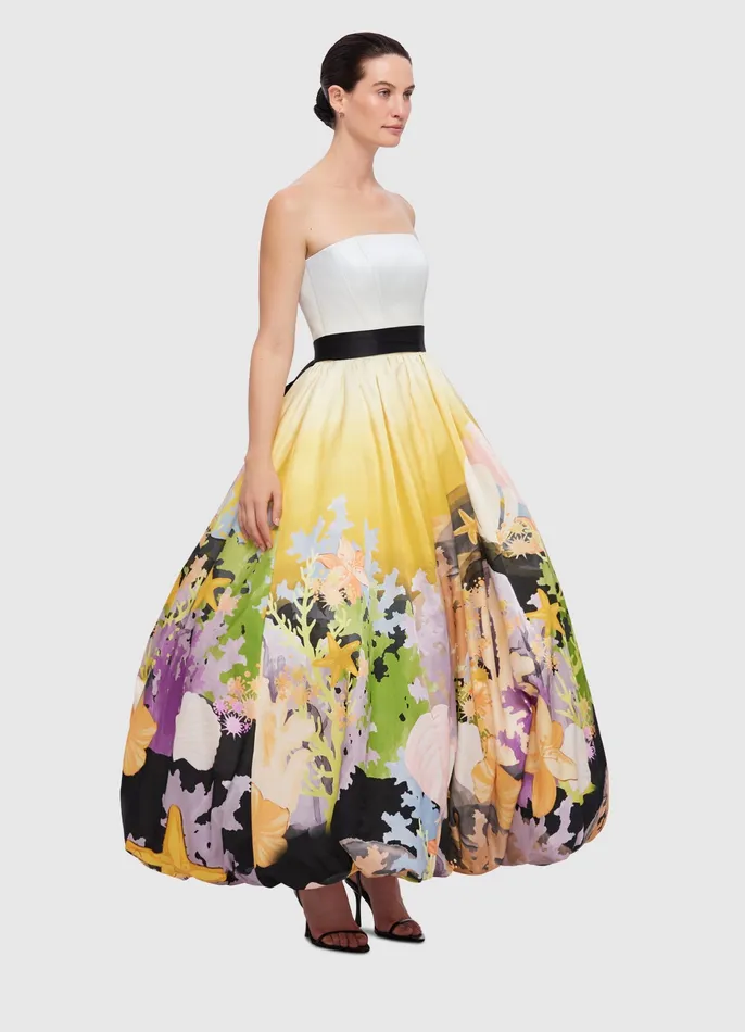 Dresses and Jumpsuits Women Nadia Voluminous Gown 8211 Neptune Print in Seashell LEO LIN