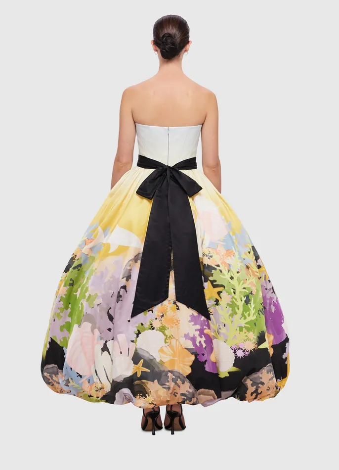 Dresses and Jumpsuits Women Nadia Voluminous Gown 8211 Neptune Print in Seashell LEO LIN