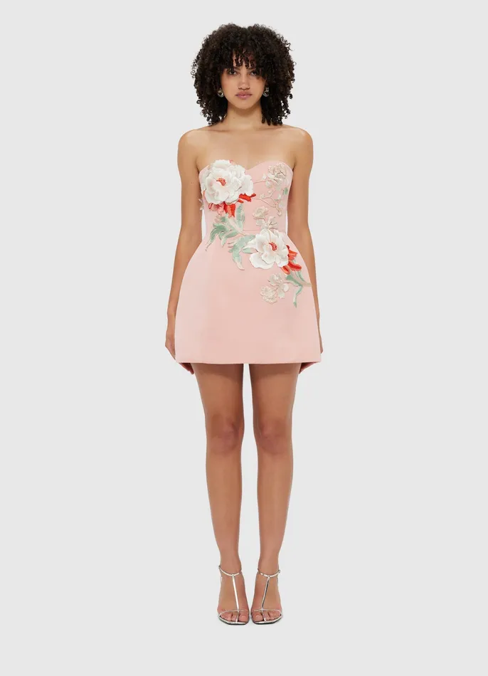 Dresses and Jumpsuits Women Rosario Appliqu Bustier Mini Dress 8211 Peony Print LEO LIN