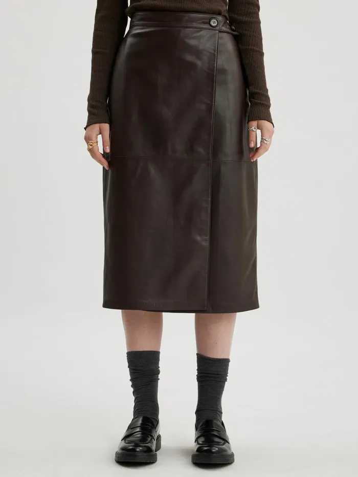 Dresses and Skirts Women Holzweiler Gabriela Leather Skirt Dk Brown