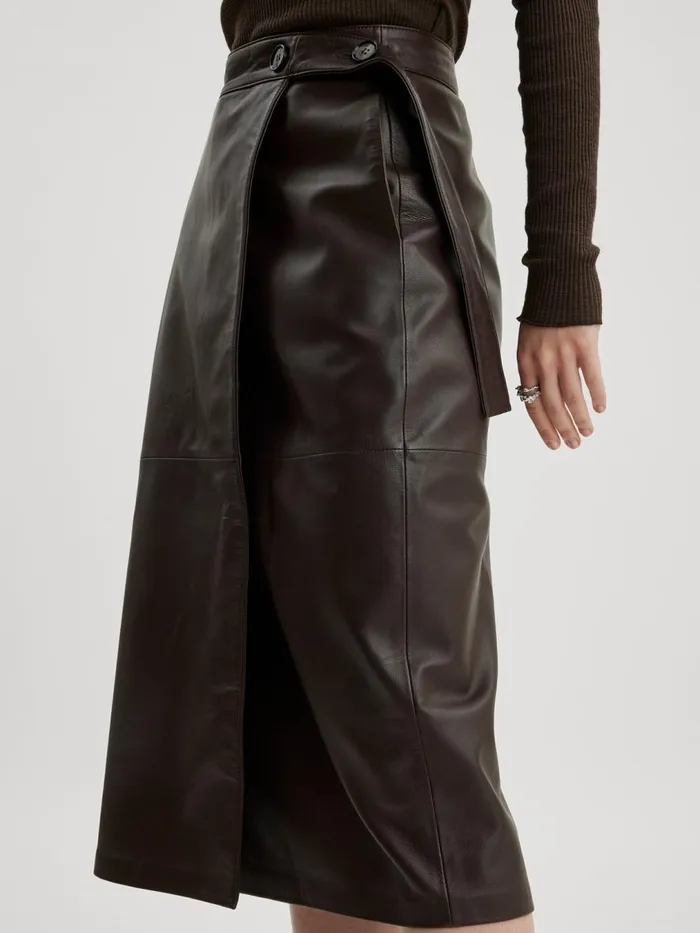 Dresses and Skirts Women Holzweiler Gabriela Leather Skirt Dk Brown