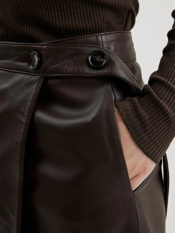Dresses and Skirts Women Holzweiler Gabriela Leather Skirt Dk Brown