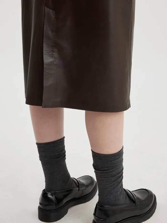Dresses and Skirts Women Holzweiler Gabriela Leather Skirt Dk Brown