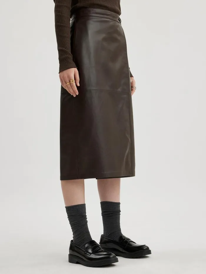 Dresses and Skirts Women Holzweiler Gabriela Leather Skirt Dk Brown