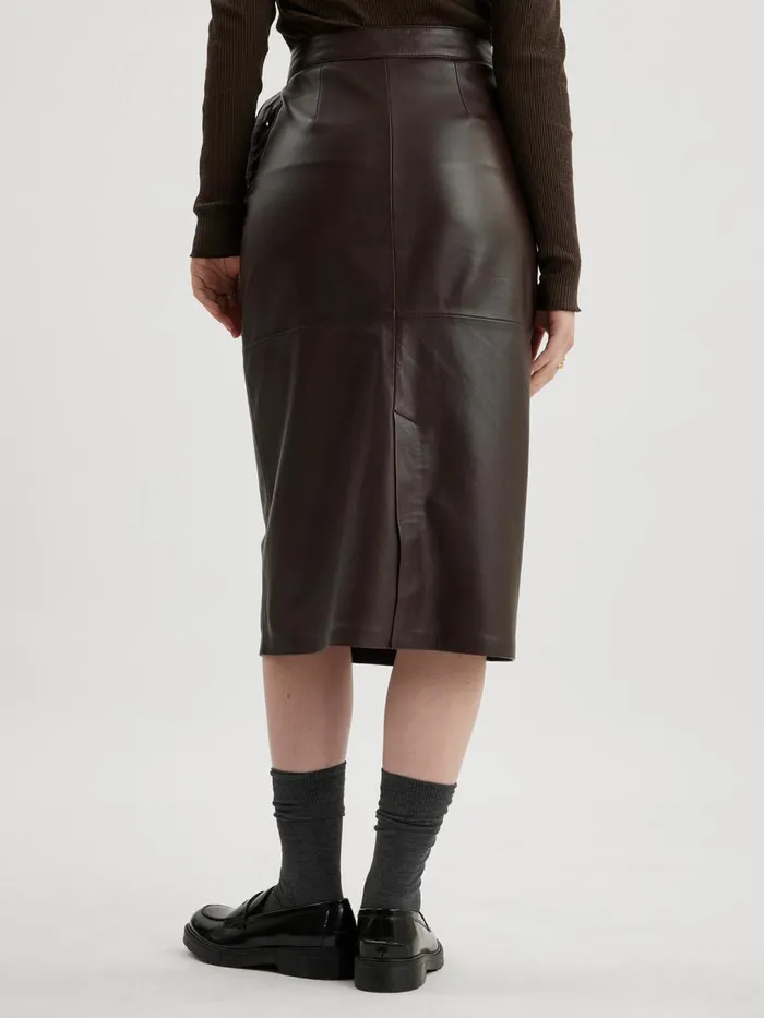 Dresses and Skirts Women Holzweiler Gabriela Leather Skirt Dk Brown