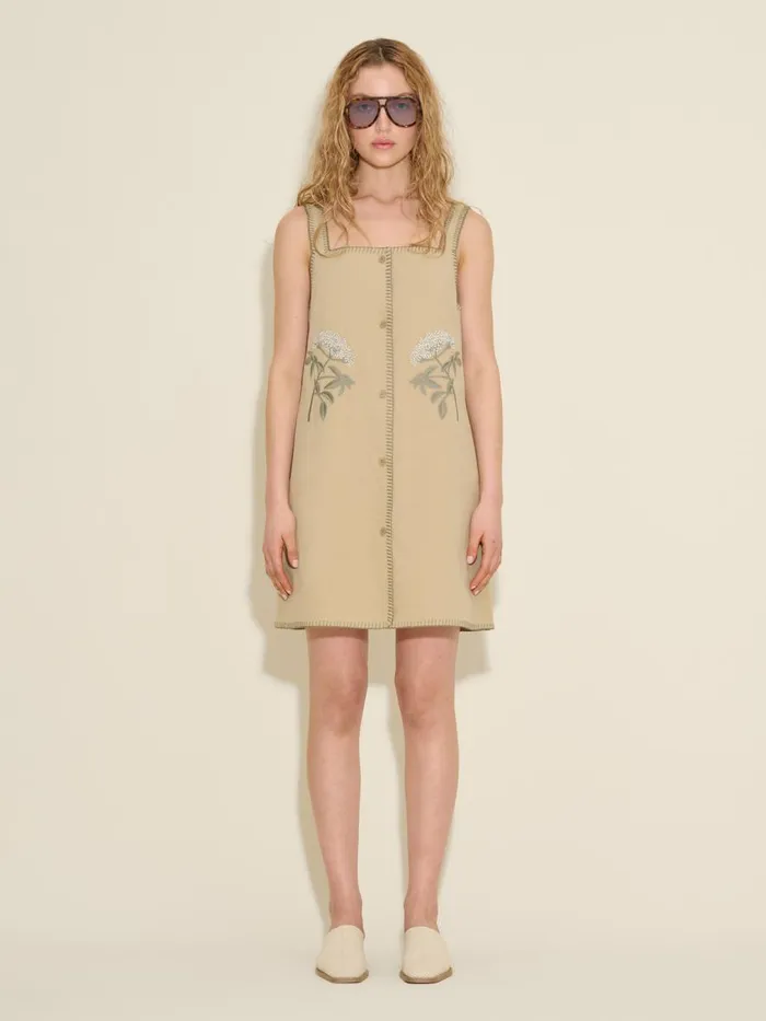 Dresses and Skirts Women Holzweiler Pia Embroidery Short Dress Beige