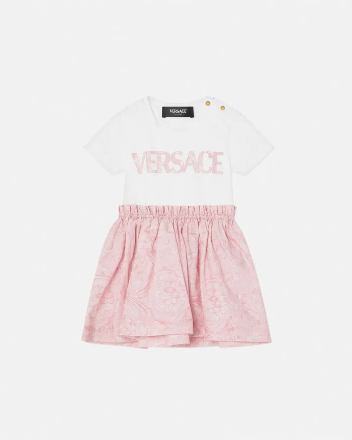 Dresses Kids Versace Barocco Baby TShirt Dress Light Pink