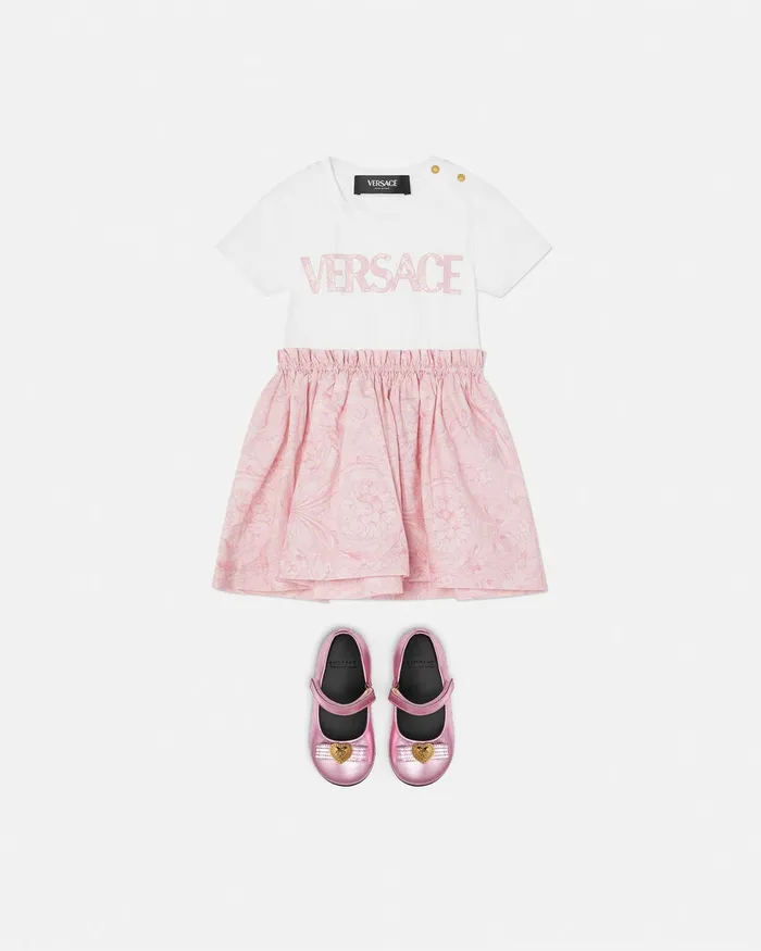 Dresses Kids Versace Barocco Baby TShirt Dress Light Pink