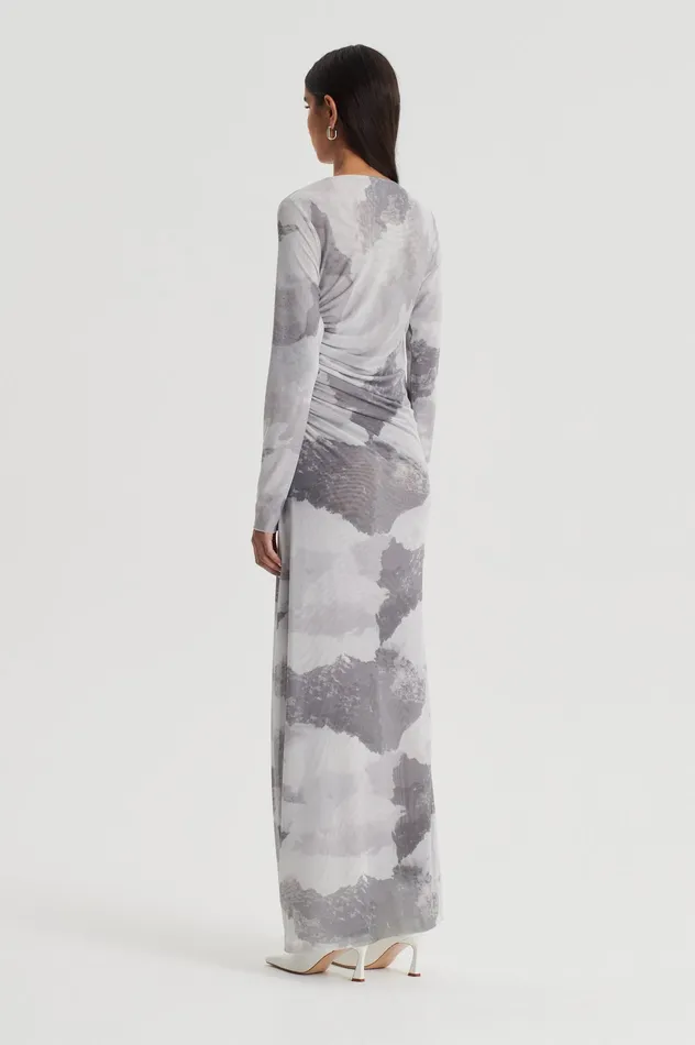 Dresses Scanlan Theodore Women MESH CLOUD PRINT DRESS GREY Dresses Scanlan Theodore Women MESH CLOUD PRINT DRESS GREY