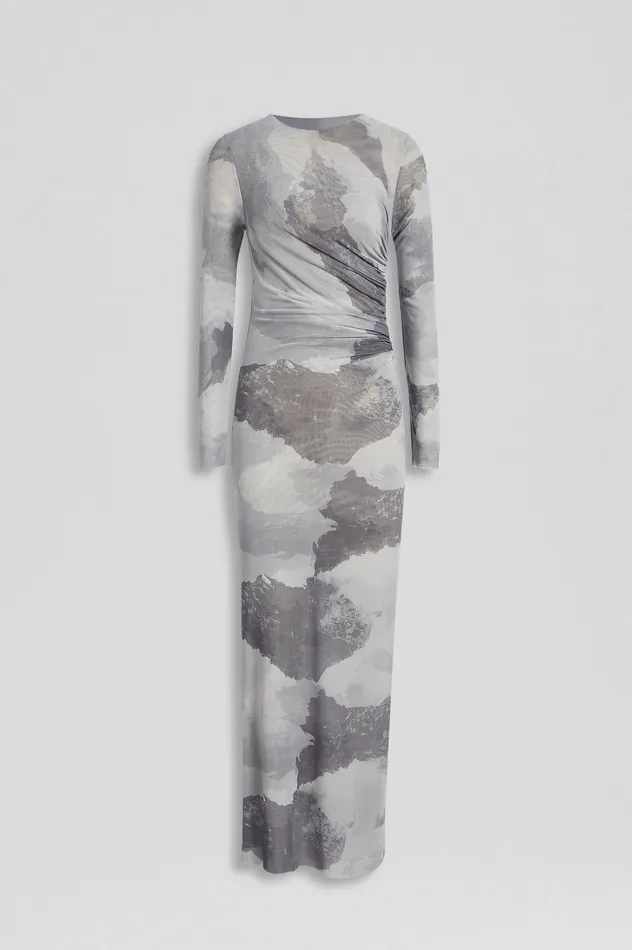 Dresses Scanlan Theodore Women MESH CLOUD PRINT DRESS GREY Dresses Scanlan Theodore Women MESH CLOUD PRINT DRESS GREY