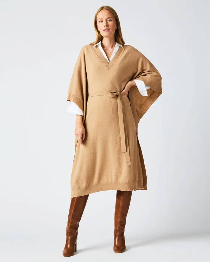Dresses Women Billy Reid Poncho Sweater Dress Camel