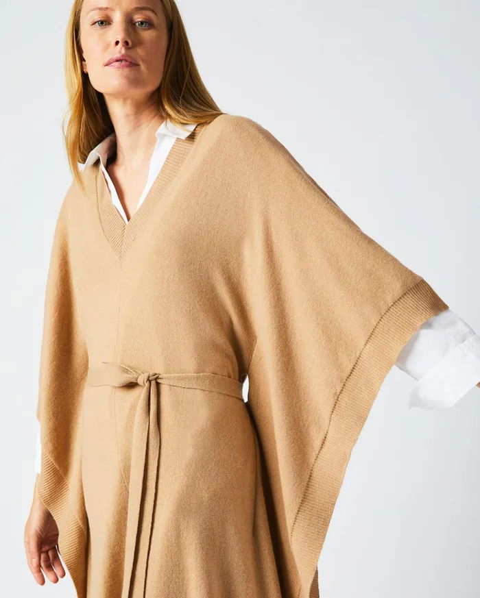 Dresses Women Billy Reid Poncho Sweater Dress Camel