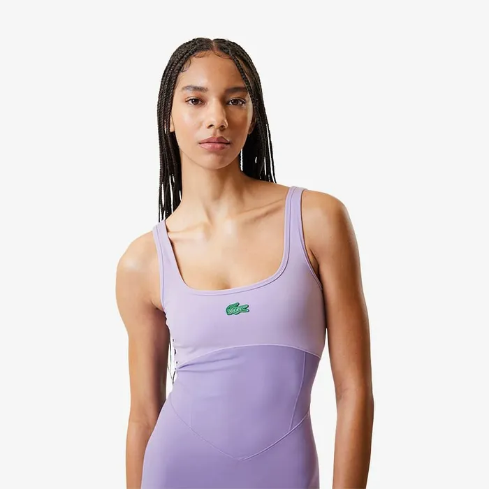Dresses Women Lacoste Women039s Lacoste X Bandier All Motion Coloblock 6034 Bodysuit Purple Ix7