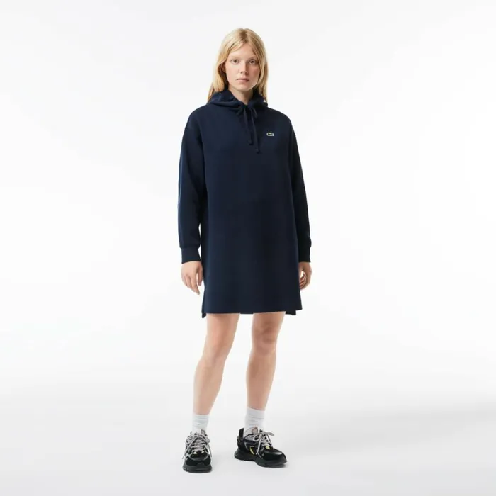 Dresses Women Lacoste Women039s Piqu Hoodie Dress Navy Blue 166