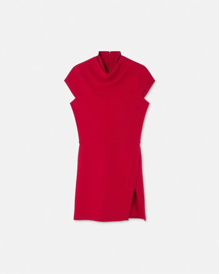 Dresses Women Versace Cady DrapedNeck Slit Mini Dress Red