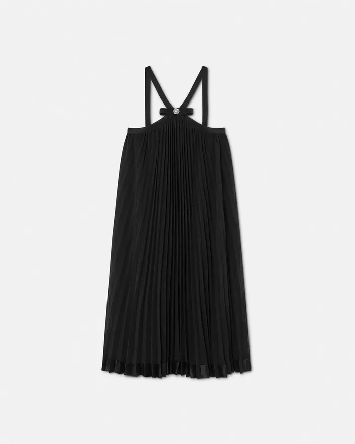 Dresses Women Versace Halterneck Pleated Mini Dress Black