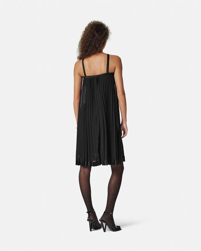 Dresses Women Versace Halterneck Pleated Mini Dress Black