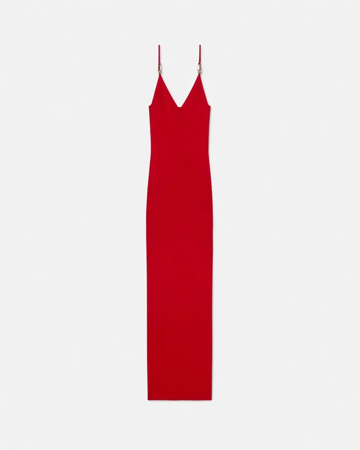 Dresses Women Versace Safety Pin Knit Slip Midi Dress Red