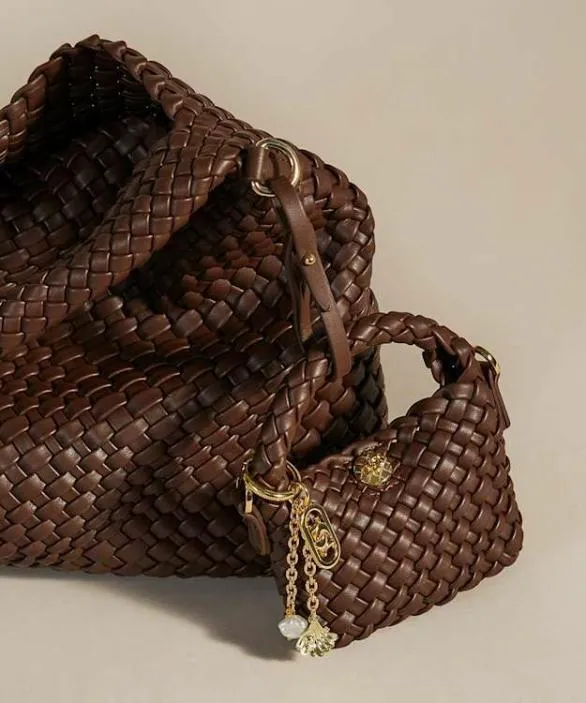 Dune London Bag Charms Women Deliberate Xs Dark Brown Extra Small Woven Bag Charm Brown
