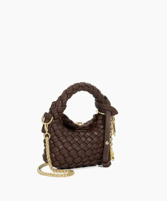 Dune London Bag Charms Women Deliberate Xs Dark Brown Extra Small Woven Bag Charm Brown