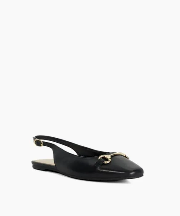 Dune London Ballet Pumps Women Halleys Black Square Toe Slingback Ballet Flats Black