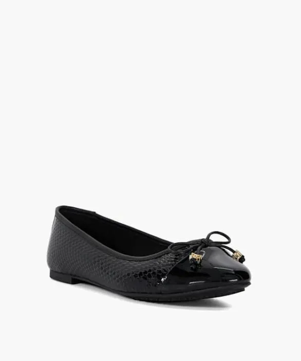 Dune London Ballet Pumps Women Hallo Black CharmDetail Ballet Shoes Black
