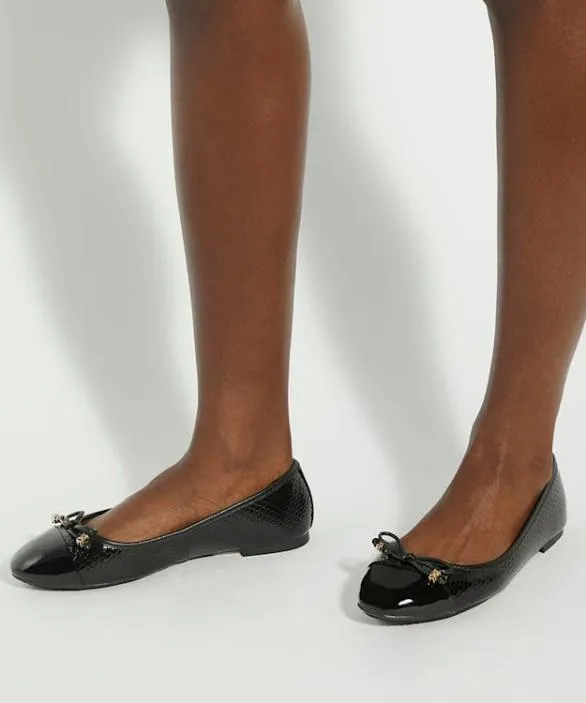Dune London Ballet Pumps Women Hallo Black CharmDetail Ballet Shoes Black