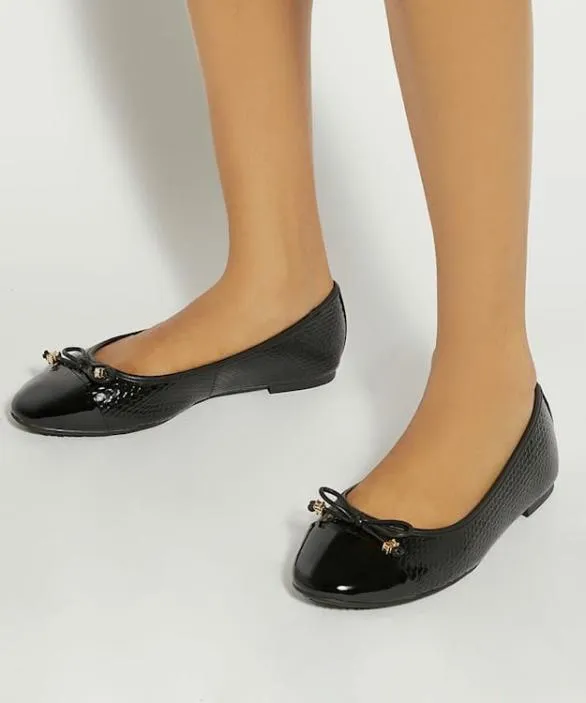 Dune London Ballet Pumps Women Hallo Black Wide Fit CharmDetail Ballet Shoes Black Synthetic