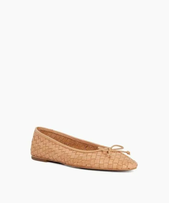 Dune London Ballet Pumps Women Heat Pink Woven Leather Bow Detail Ballet Pumps Pink