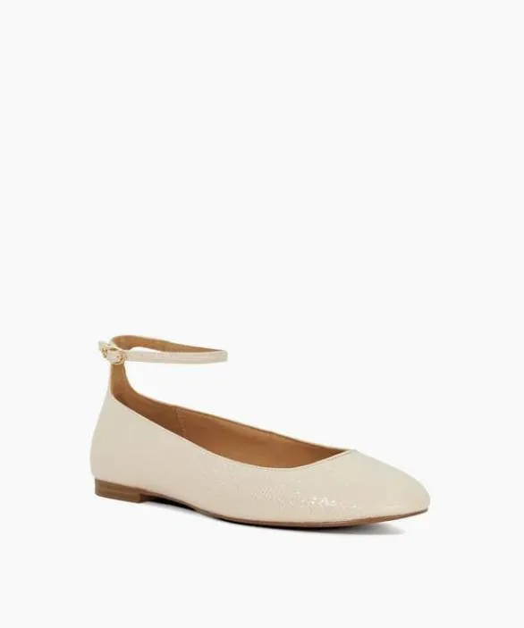 Dune London Ballet Pumps Women Hoop Ecru Ankle Strap Ballet Flats Neutral