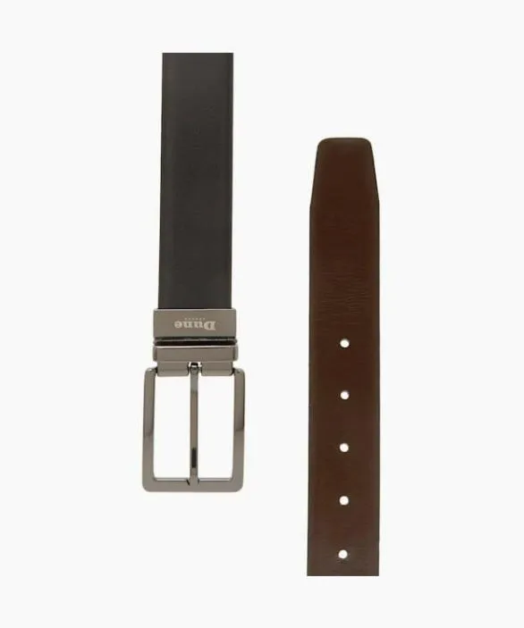 Dune London Belts Men Opra Black Reversible Leather Belt Black