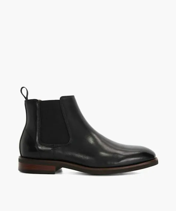 Dune London Black Boots Men Maxton Black Pull On Leather Boots Black