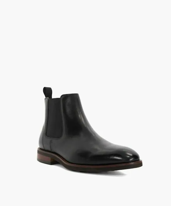 Dune London Black Boots Men Maxton Black Pull On Leather Boots Black