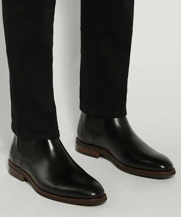 Dune London Black Boots Men Maxton Black Pull On Leather Boots Black